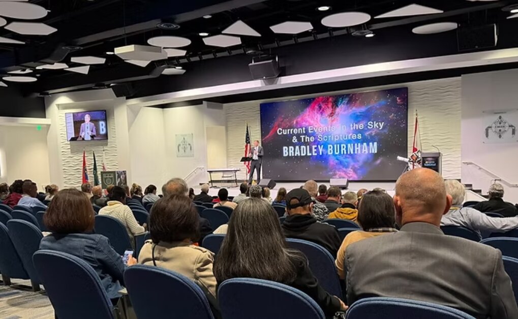 Audience gathered for a ministry presentation